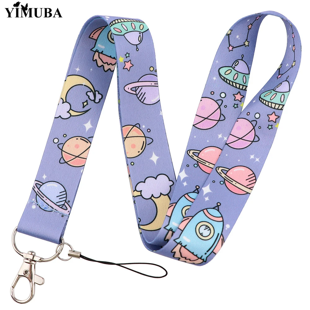 

Cartoon Planets Alien Cute Lanyards Keychain USB ID Card Pass Gym Badge Holder Mobile Phone Neck Straps Accessories Friends Gift