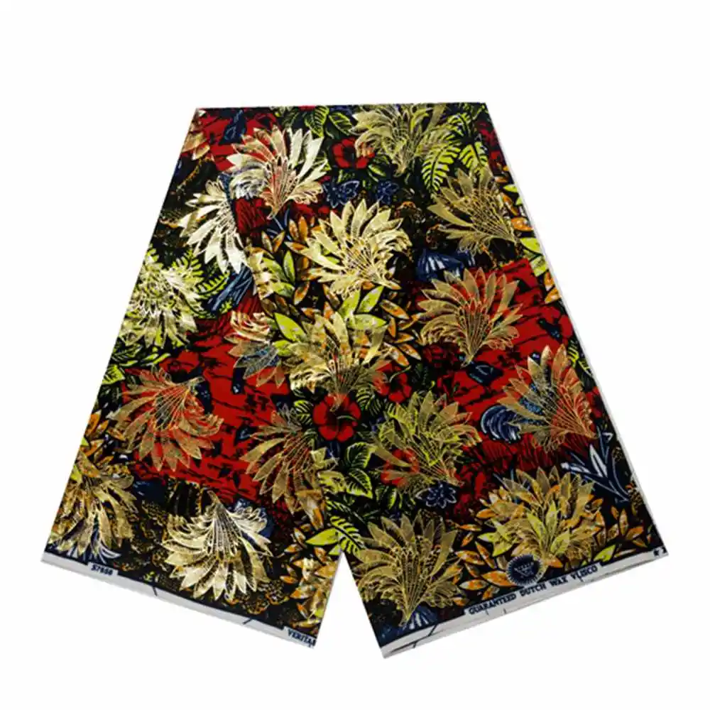 

Veritable Super V Real Wax Guaranteed Wax Prints Real Dutch Gold Hollandais Loincloth African Dress 100% Cotton Fabric 6 Yards
