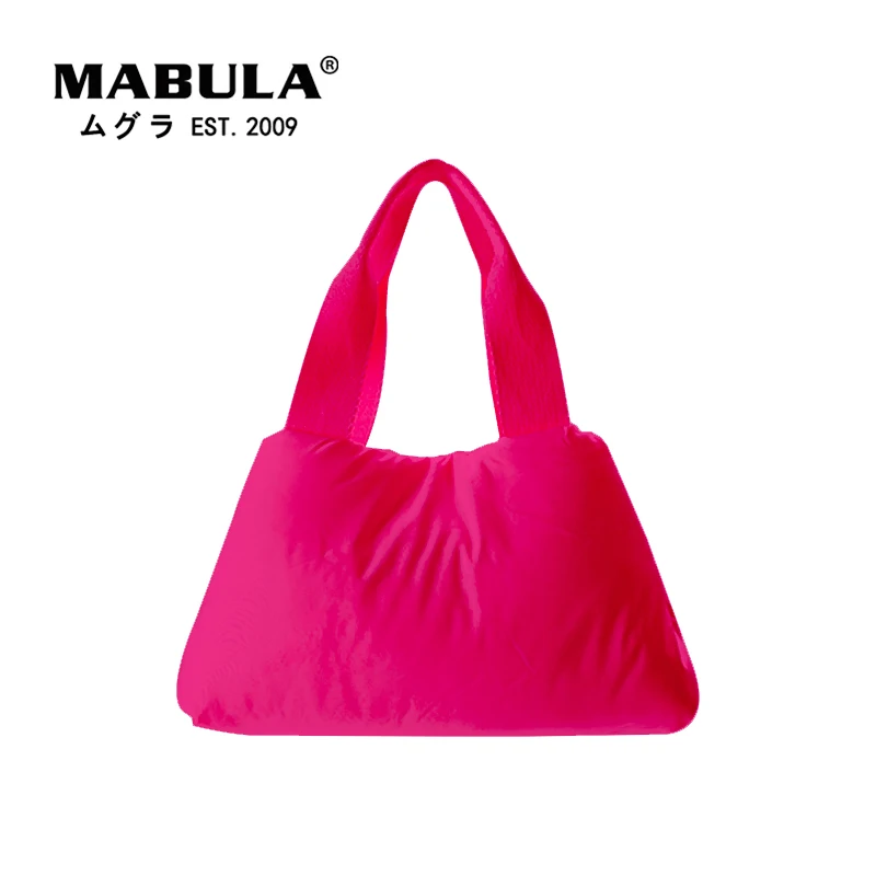 

MABULA Lightweight Nylon Padded Tote Satchel Handbags Pure Color Bucket Top Handle Pillow Purse Big Capacity Casual Shopper Bag