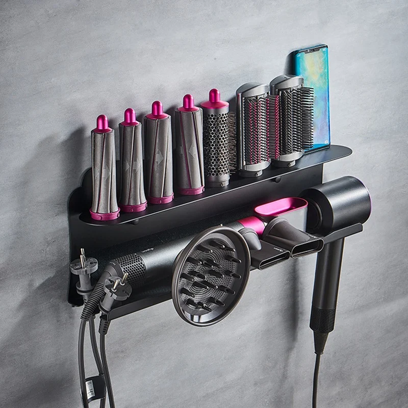 

Wall Mount Holder For Dyson Airwrap Styler Organizer Stand Storage Rack For Curling Wand Barrels Brushes For Bathroom
