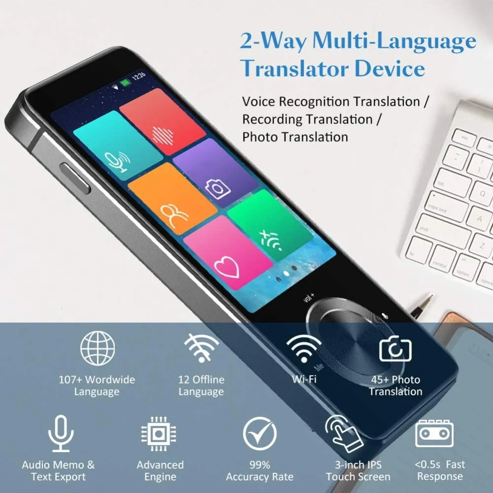 M9 Smart Instant Voice Photo Scanning Translator 3 Inch HD Touch Screen Wifi Support Offline Portable 107 Languages Translation images - 6