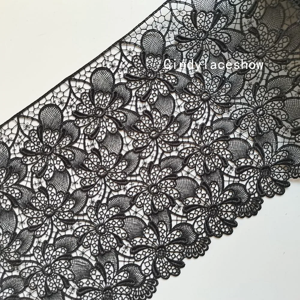 1 метр 19 см ширина черные цветочные вышитые кружевные украшения для шитья