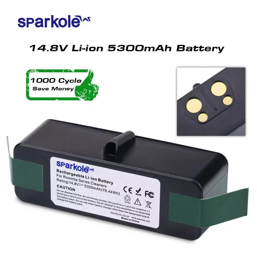 

Sparkole 5.3 Ah 14.8V Li-ion Battery for iRobot Roomba 500 600 700 800 Series 555 560 580 620 630 650 760 770 780 790 870 880 R3