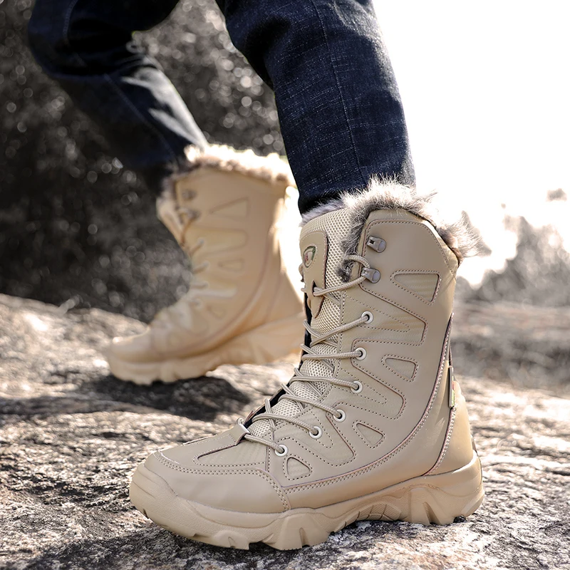 Winter Warm Snow Boots Men Hiking Boots High Quality Men's Boots Waterproof Combat Military Tactical Boots Men Trekking Sneakers