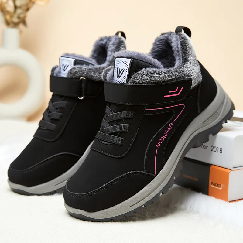 

Winter Women Men Boots Leather Waterproof Warm Snow Boots Women Non-slip Hiking Shoes Men Sneaker Comfortable Couple Shoes MUM