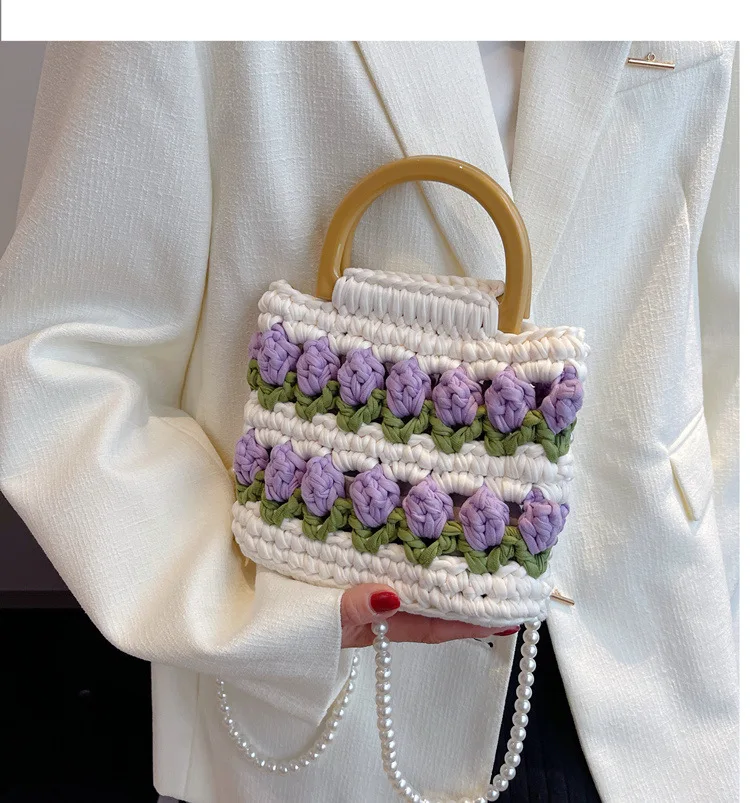 

2023 New DIY Tulip Handbag Knitting Sewing Toolkit Crochet Yarn Accesorios Set Gifts for Girlfriends crochet supplies