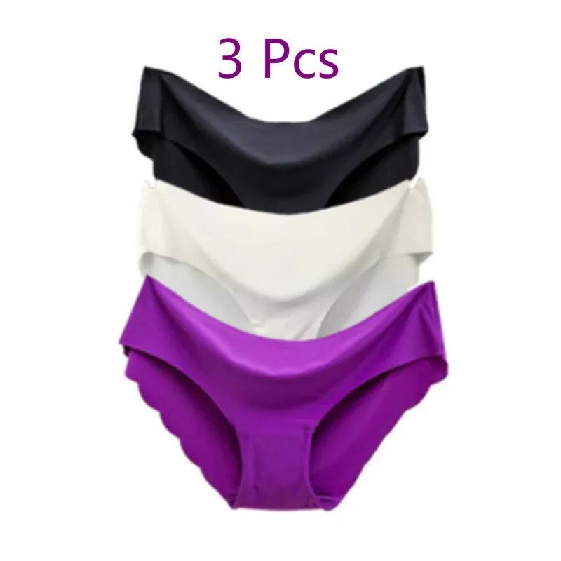 

3 Pcs/set Solid Ladies Women Seamless Panties Ice Silk Underwear G String Panties Sexy Underwear Panties Comfortable Breathable