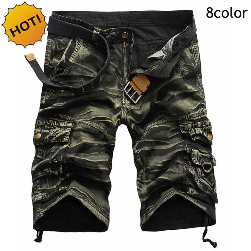 

Summer 2022 Cotton Baggy Straight Multi-Pocket Bermuda Masculina Camouflage Camo Army Military Cargo Shorts Men Plus Size 29-38
