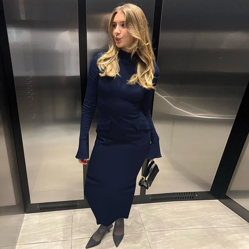 Lygens Элегантное вечернее лоскутное облегающее длинное платье с длинными рукавами