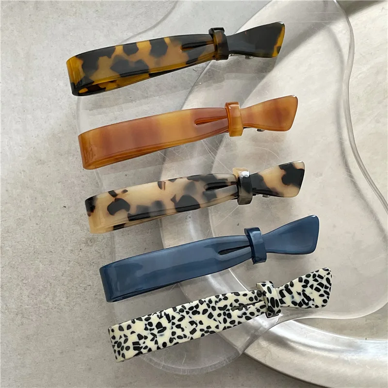 

Ins Hot Selling Fashion 9CM Bow Hair Clips Retro High Quality Acetate Barrette Spring Hairpins For Woman Girls