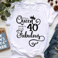 this queen makes 45 look fabulous graphic print womens t shirts pink love crown tshirt femme birthday gift t shirt female tops