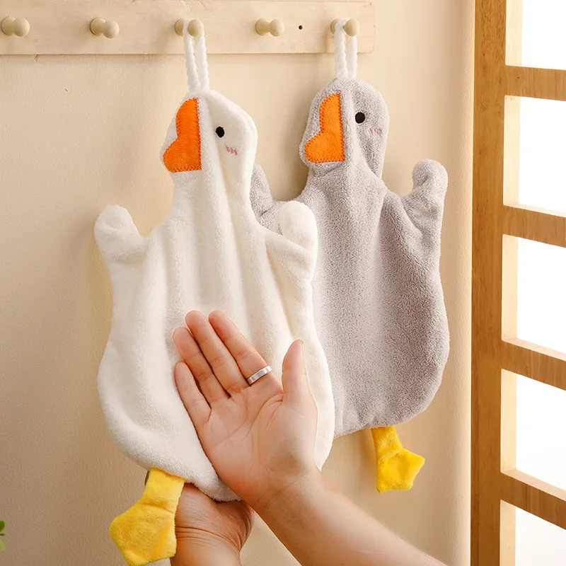 

Cartoon Goose Hand Towel Kitchen Bathroom and Toilet Hand Towel Hanging Type with Super Water Absorption Quick Drying It Is Hard
