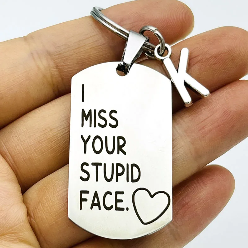 

I Miss Your Stupid Face Keychain Couples Gift for Best Friend Boyfriend Girlfriend Wife Husband Gift Anniversary Present for Her