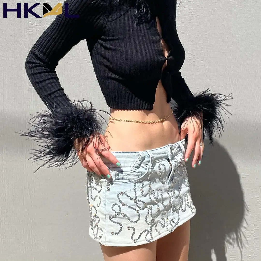 Женская блузка с длинным рукавом пушистая Модная рубашка перьями кардиган на