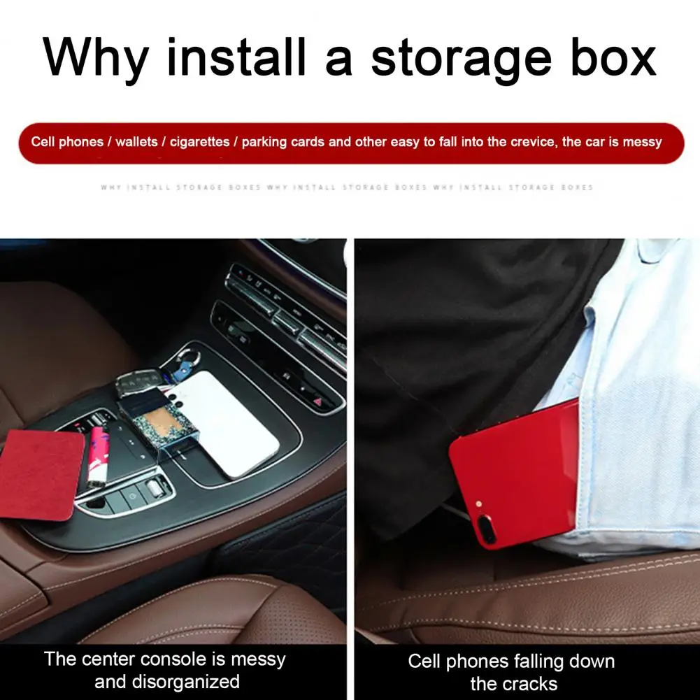 

Durable Car Storage Bag Easy to Install Smooth Edge Crevice Gap Auto Storage Box Faux Leather Storage Bag Auto Accessories