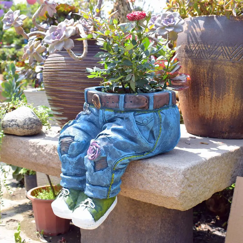 

Imitation Jeans Resin Flower Pot Succulent Plant Potted Desktop Flower Arrangement Art Decor Home Courtyard Balcony Flowerpot