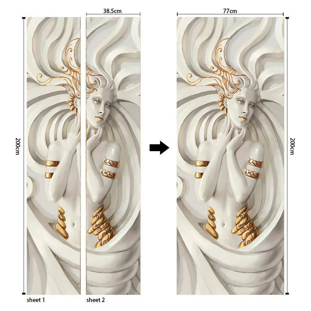 

3D Art Painting Door Wall Sticker Bedroom Livingroom Self-adhesive Wall PVC Decals Home Renovation Door Mural Poster