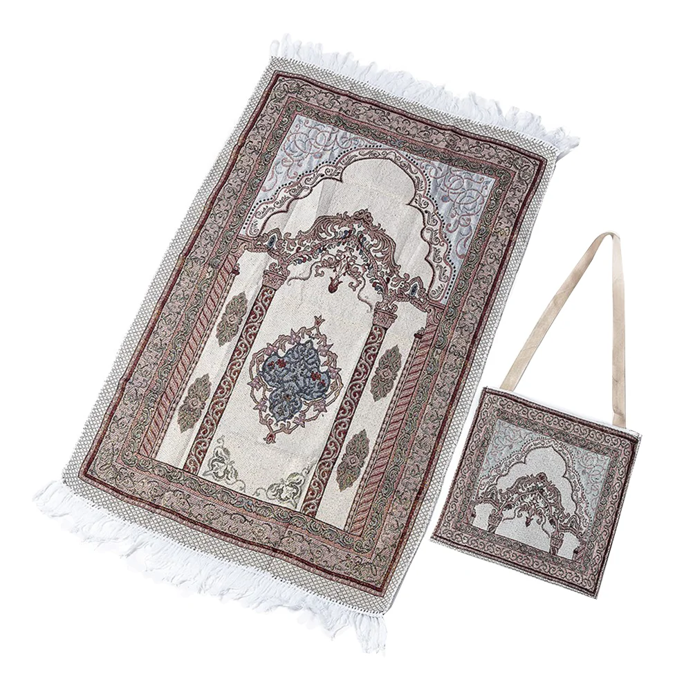 

Cotton Yarn Prayer Mat Carpet Light Muslim Prayer Rug for Living Room Bedroom Hall (with Bag)