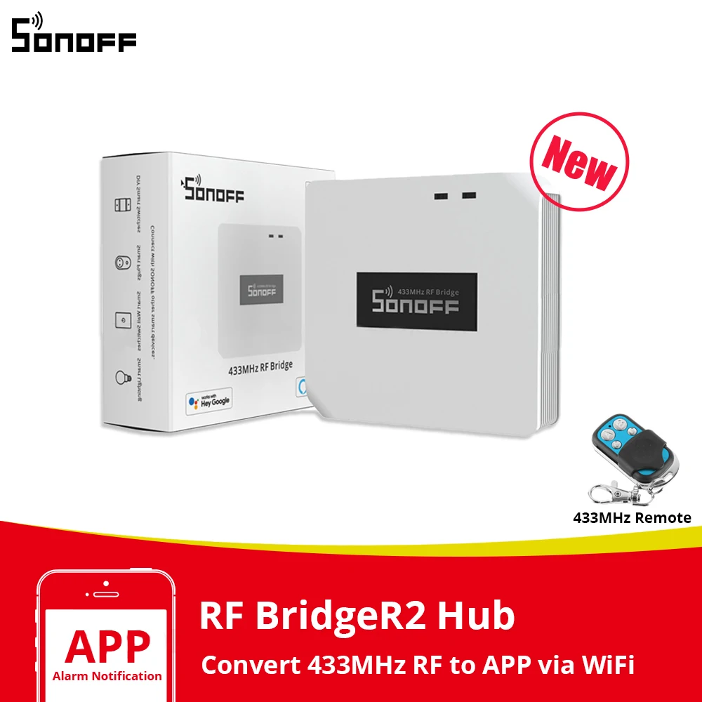 

Sonoff RF Bridge R2 433MHz WIFI HUB RF Remote Control Timing Setting Wireless Gateway Smart Home Automation Module RF BridgeR2