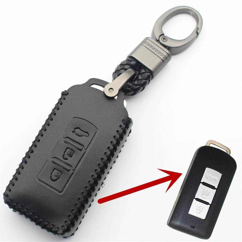 

FLYBETTER брелок из натуральной кожи с 3 кнопками, чехол для смарт-ключей Mitsubishi Outlander/Lancer/Pajero/ASX, автостайлинг L246