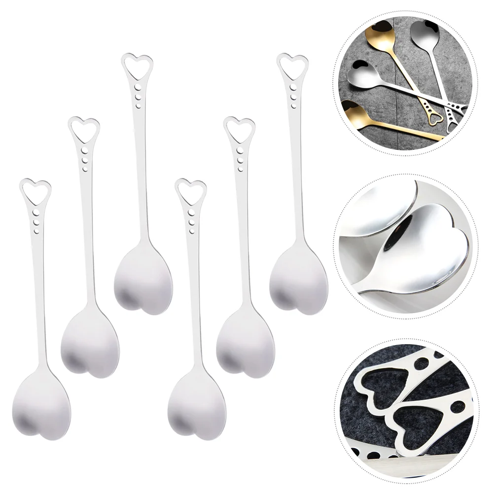 

Spoon Spoons Heart Ice Cream Coffee Stirring Tea Dessert Stainless Steel Mixing Sugar Espresso Serving Shaped Cake Smoothie Bar