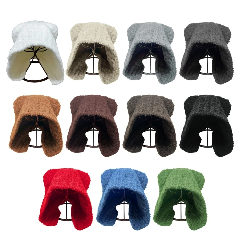 

Women Bear Hat Russian Cossack Caps for Winter Ski Snow Basin Hat Elegant Women Winter Fuzzy Bear Hat