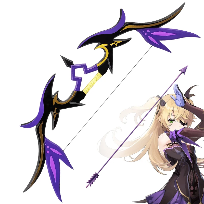 Game Genshin Impact Fischl Weapon Props Bow Cosplay Weapon Accessories Wooden Honkai Impact 3 Night Waltz Bow and Arrow