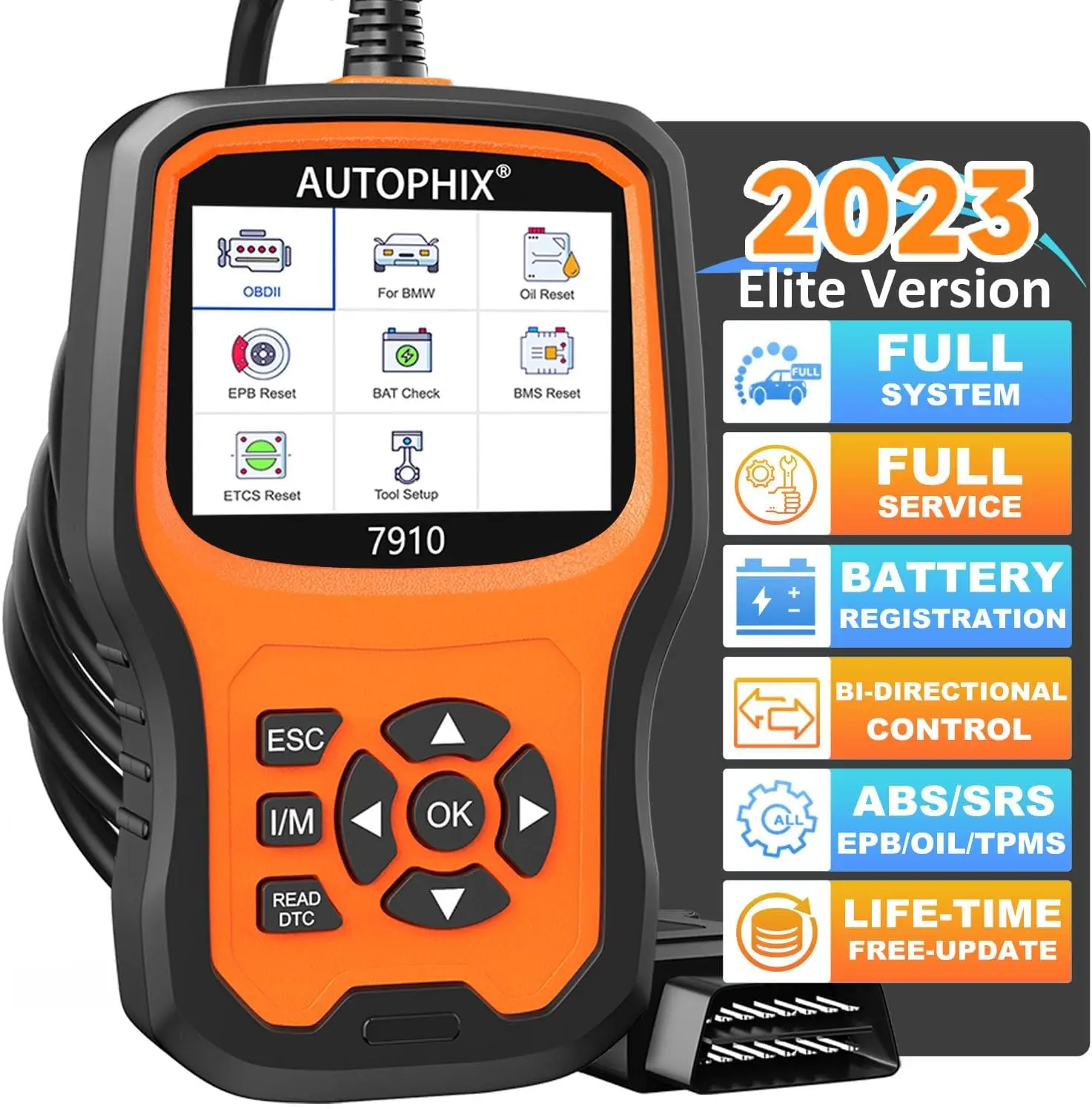 

Diagnostic Fit for BMW All Reset Service 7910 Elite All System Scan OBD2 Scanner Code Reader with ABS SAS SRS EPB Oil CBS Re