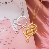 personalized multiple name heart necklace stainless steel custom nameplate family member birthday gifts for mom dad