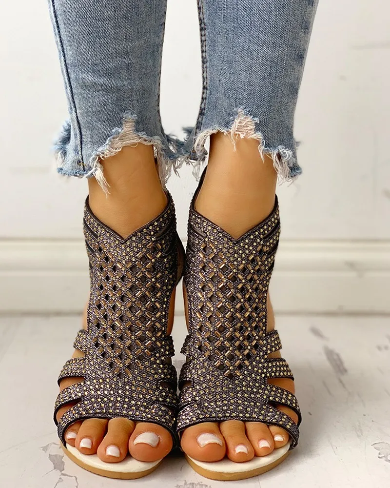 Women Shoes Sandals Summer Low Heel Shoes PU Leather Gladiator Luxury Shoes Women Designers Zapatos De Mujer