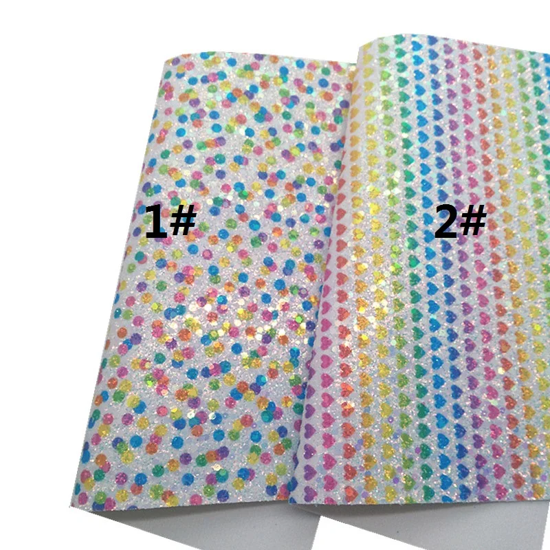 Радужные сердца в горошек с принтом крупной искусственной кожи виниловая кожа