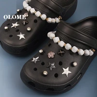 charms for diy elegant rhinestone pearl stars chains bundle croc charms designer accessories decoration fashion shoes