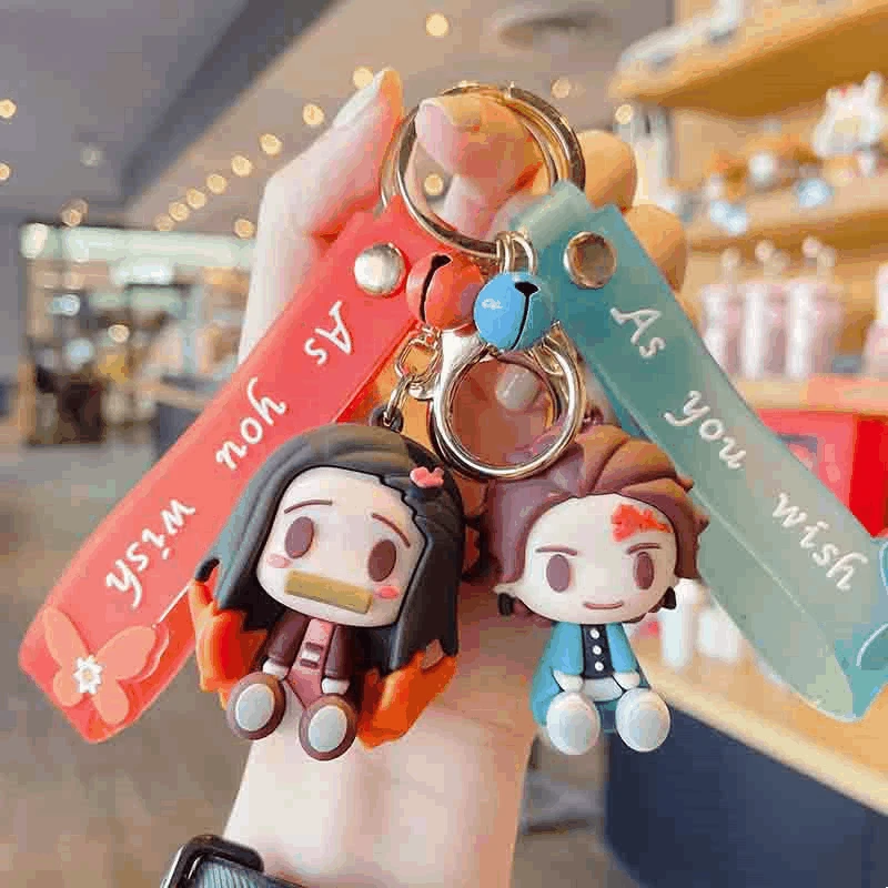

Anime Demon Slayer Cartoon Keychain Cute Drop Glue Figurine Car Key Chain Pendant Bag Pvc Small Gift Wholesale Keyring Gift