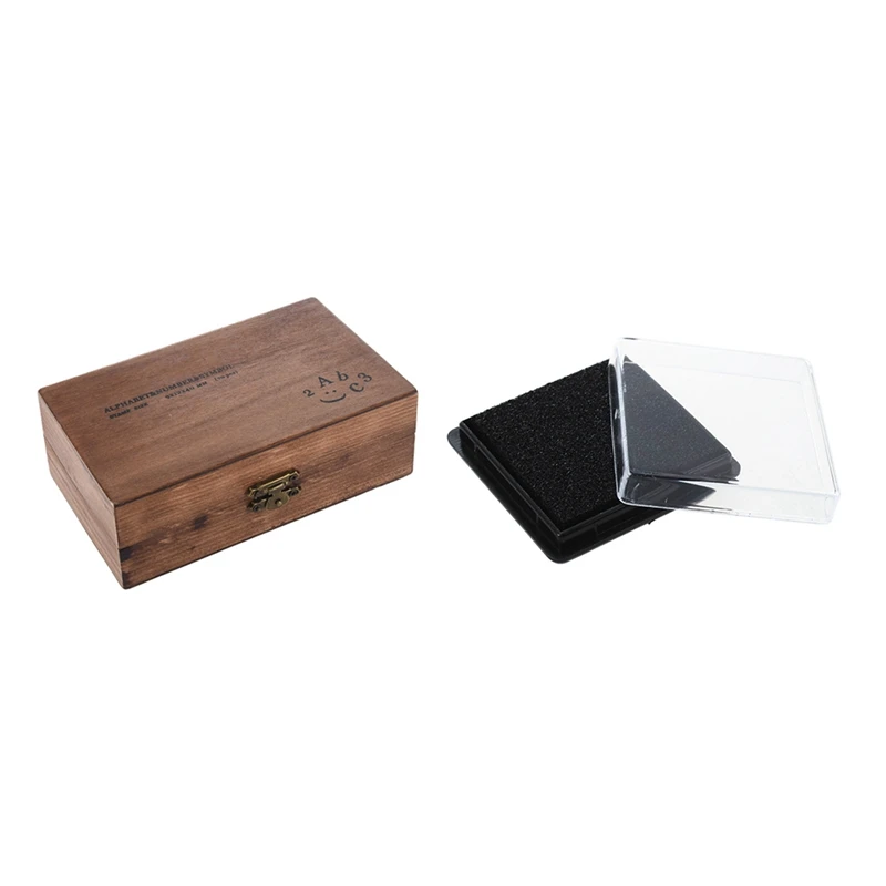 

70 Pcs Rubber Stamps Set Vintage Wooden Box Case & 1 Pcs Stamp Pad Ink Pad Wedding Letter Document Black