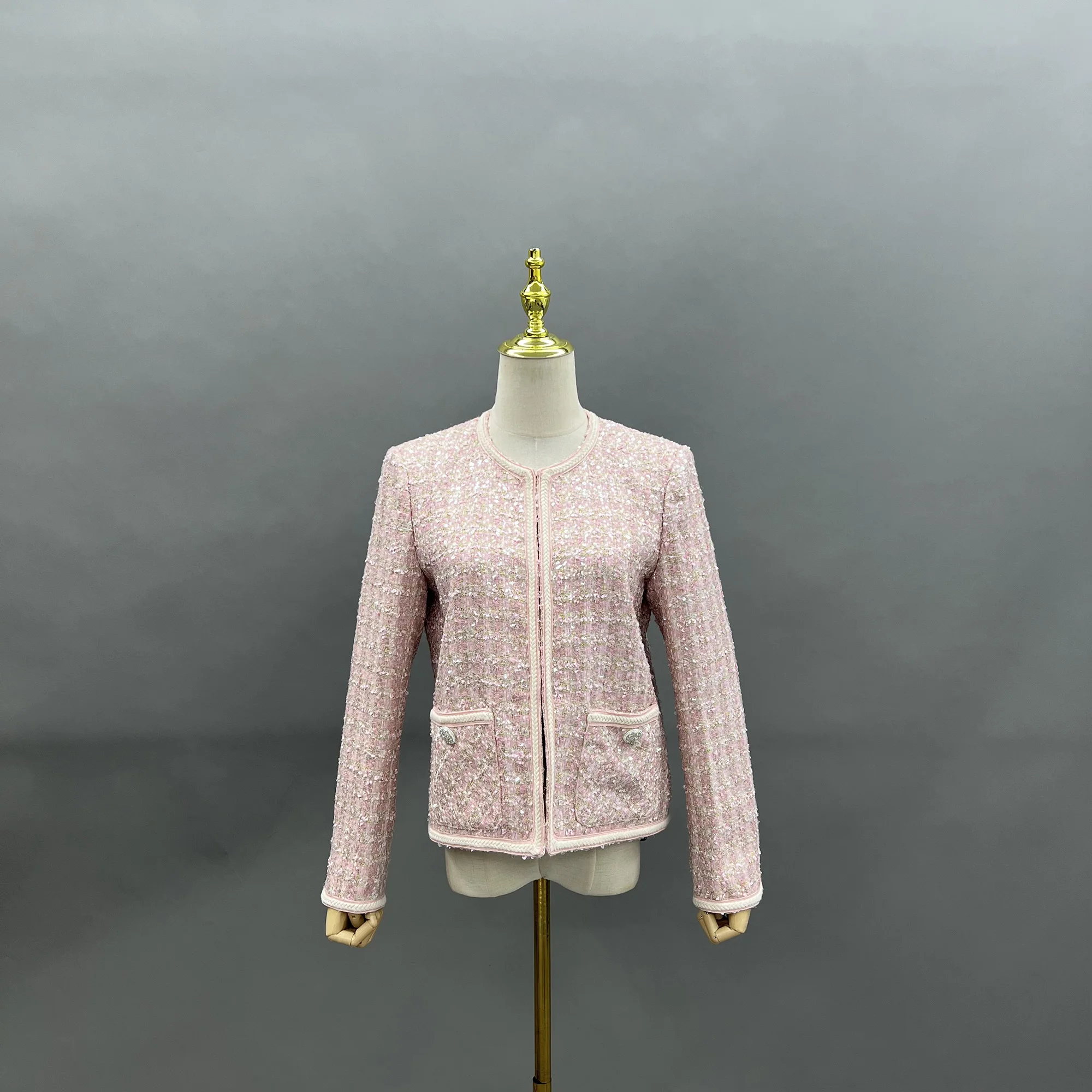 Женская модная твидовая ткань принцессы с мерцающим двойным карманом шикарная