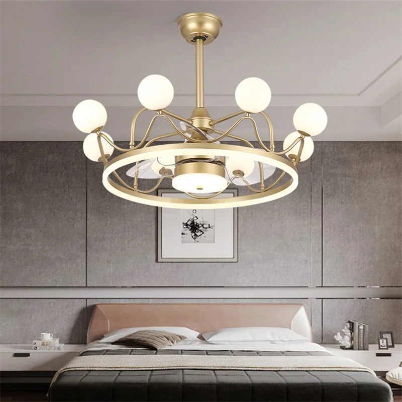 Потолочные лампы AFRA с вентилятором золотые дистанционным управлением 220 В 110