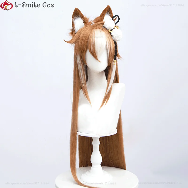 Женский парик для косплея Game Genshin Impact Miss Hina Gorou длинные коричневые прямые
