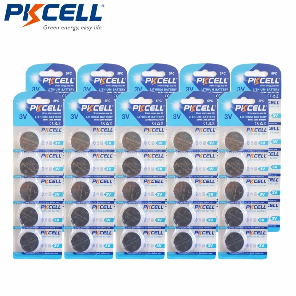 

Часовая батарейка PKCELL CR2320, литиевая батарейка LiMnO2 для кнопок автомобиля, 50 шт./10 карт, 13 Ач