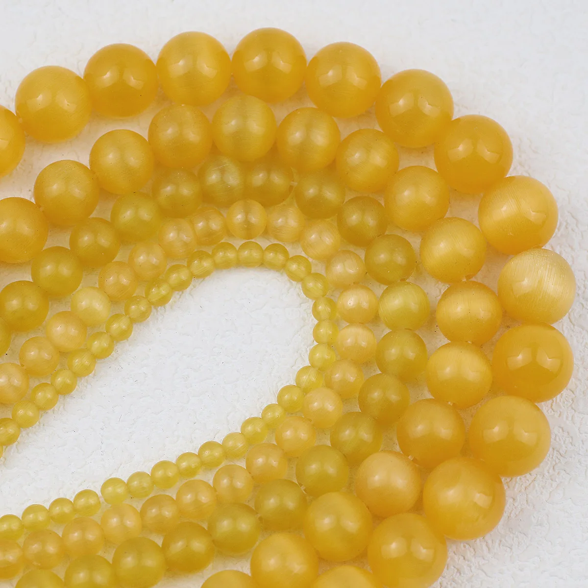 Натуральный опал темно-желтый камень кошачий глаз круглые свободные бусины для