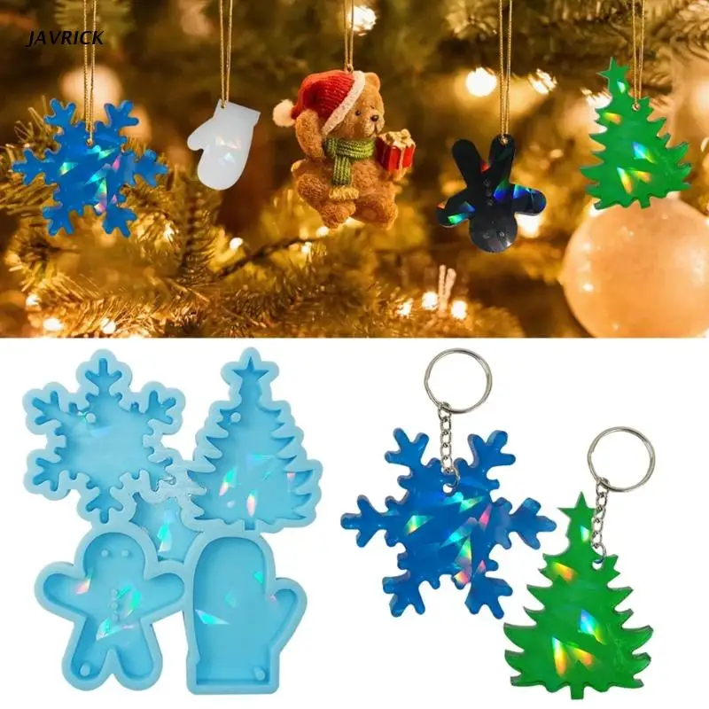 

Shiny Light and Shadow Ornaments Silicone Epoxy Keychain Mold DIY Christmas Pendant Jewelry for Valentine Gift Crafts