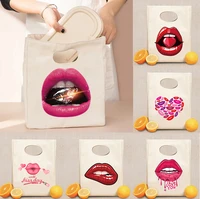 2022 thermal insulated bag lunch box lunch bags for women portable fridge bag tote cooler handbags mouth print food bag for work