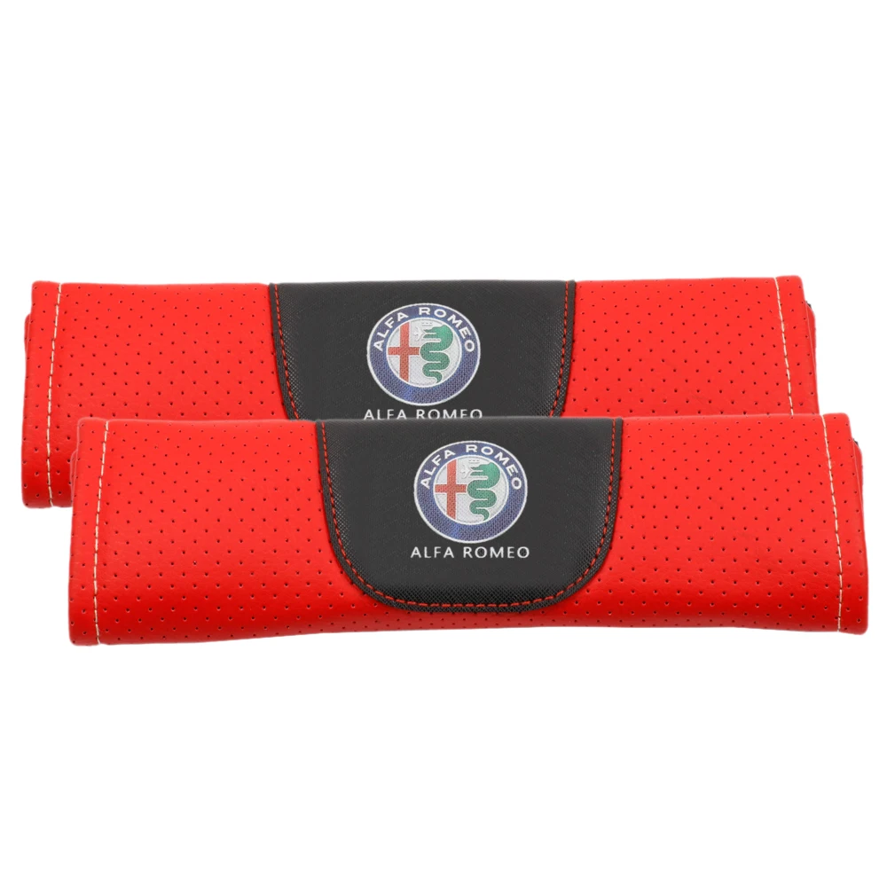 2pcs Leather Look Car Seat Belt Cover Harness Pad Shoulder Pads Seatbelt Cushion for ALFA ROMEO auto