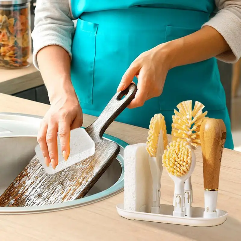 

Щетка для мытья кухни с 3 головками, инструменты для мытья с длинной ручкой, щетка для мытья кухонной раковины, скруббер для кастрюль, сковородок, бутылок, посуды