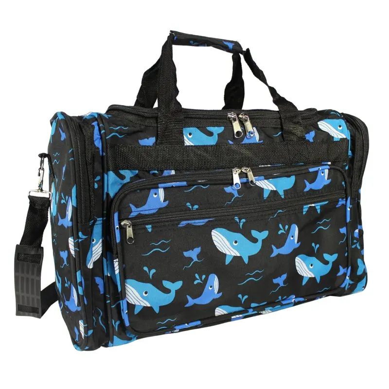 Animal Prints 19-inch Duffel Bag, Black White Elephant