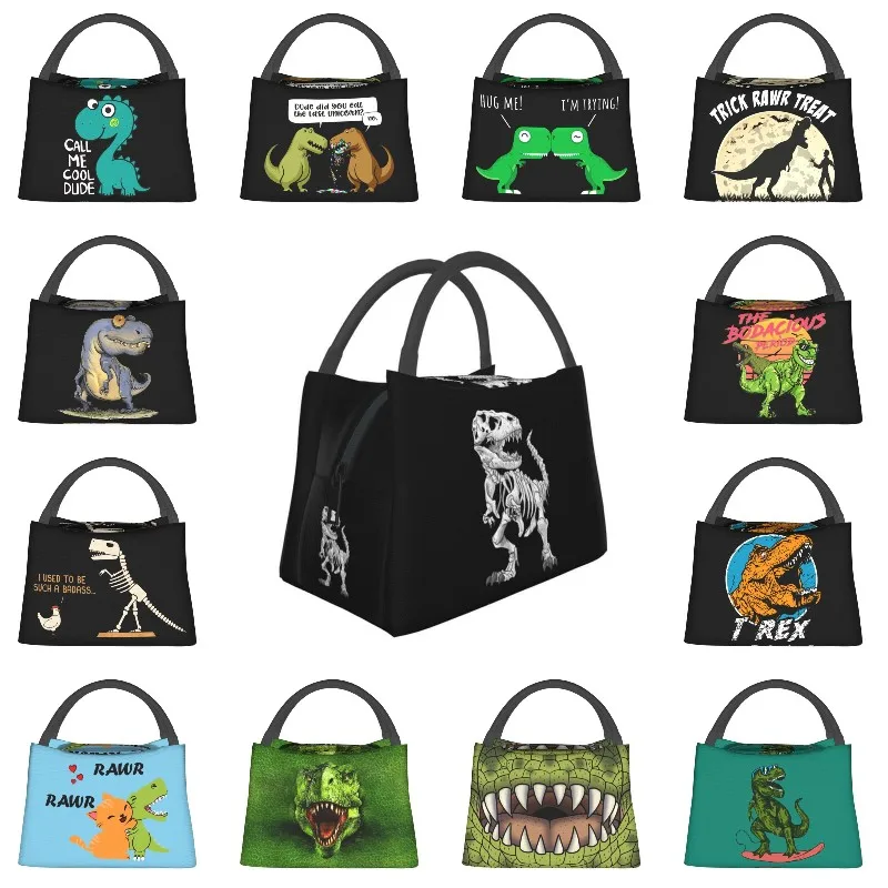 

T-Rex Skeleton Dino Bones Lunch Box for Women Paleontologist Dinosaur Thermal Cooler Food Insulated Lunch Bag Pinic Container