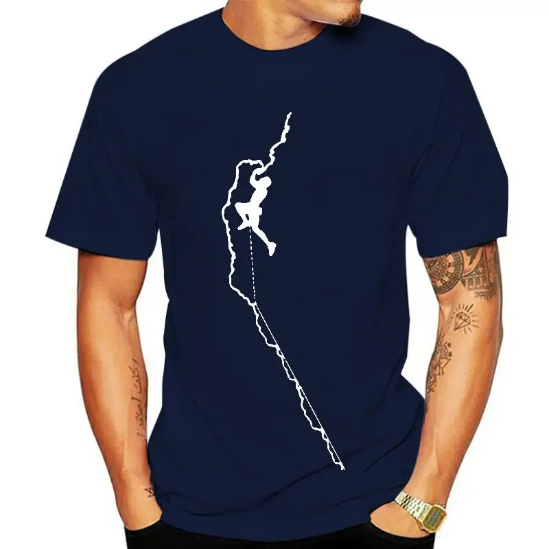 

Футболка мужская с круглым вырезом и коротким рукавом, модная смешная рубашка с принтом скалы и альпинизма, лето