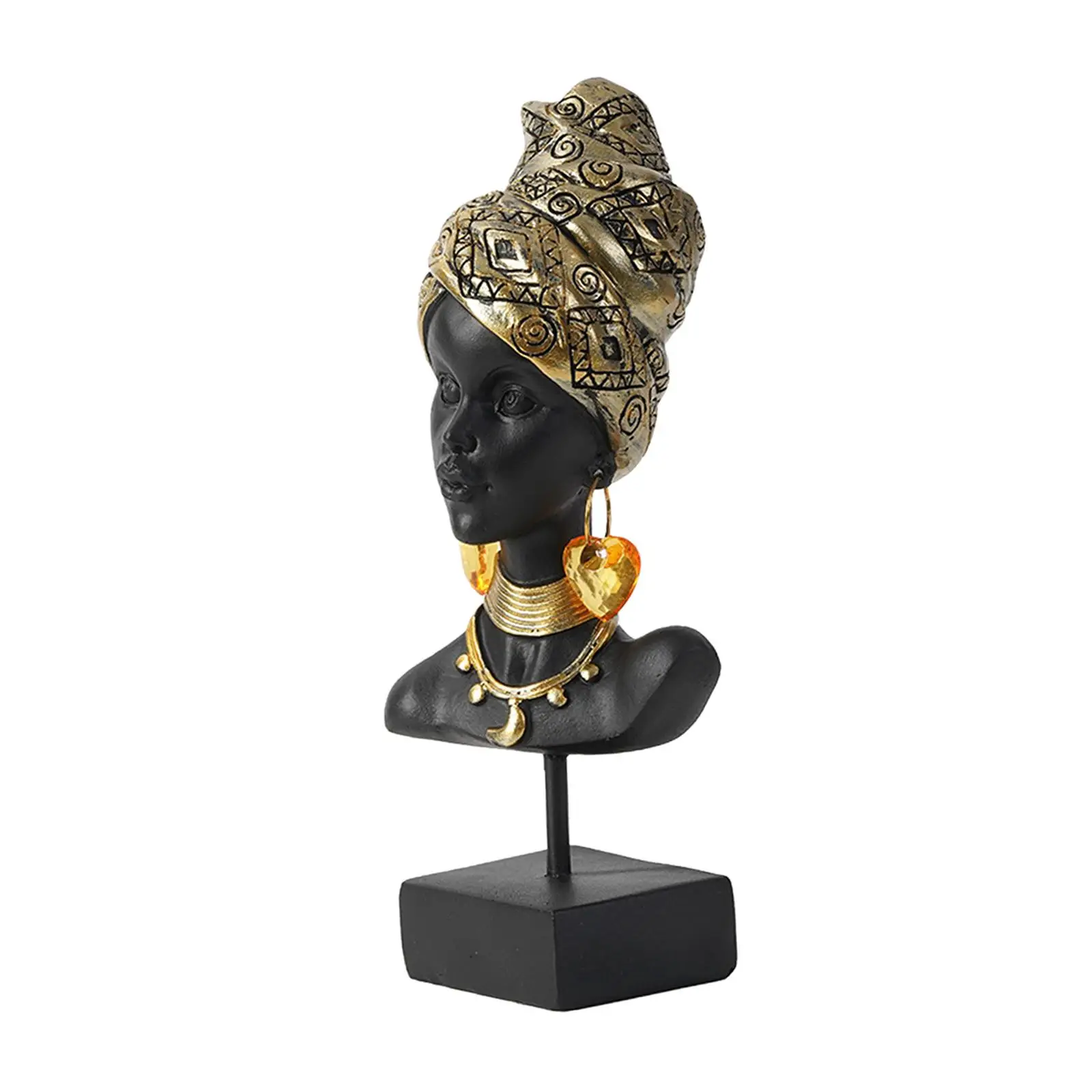 

African Woman Head Statue Women Sculpture Tribal Women Figurine for Decor