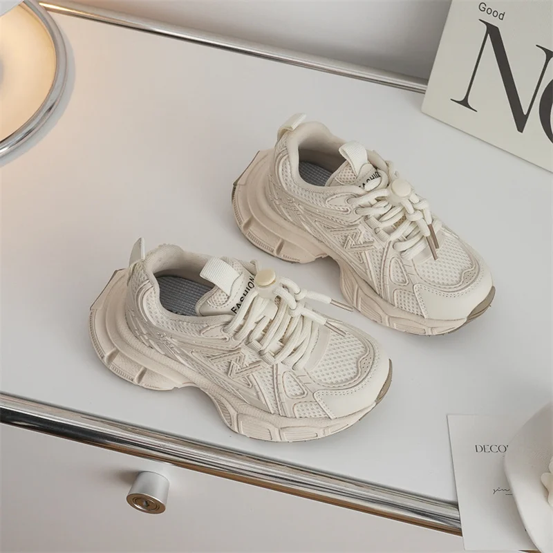 

Children's Sneakers Boys Fashion Retro Dad Sport Shoes Girls Thick Bottom Non-slip Soft Sole Sneakers Size 26-37