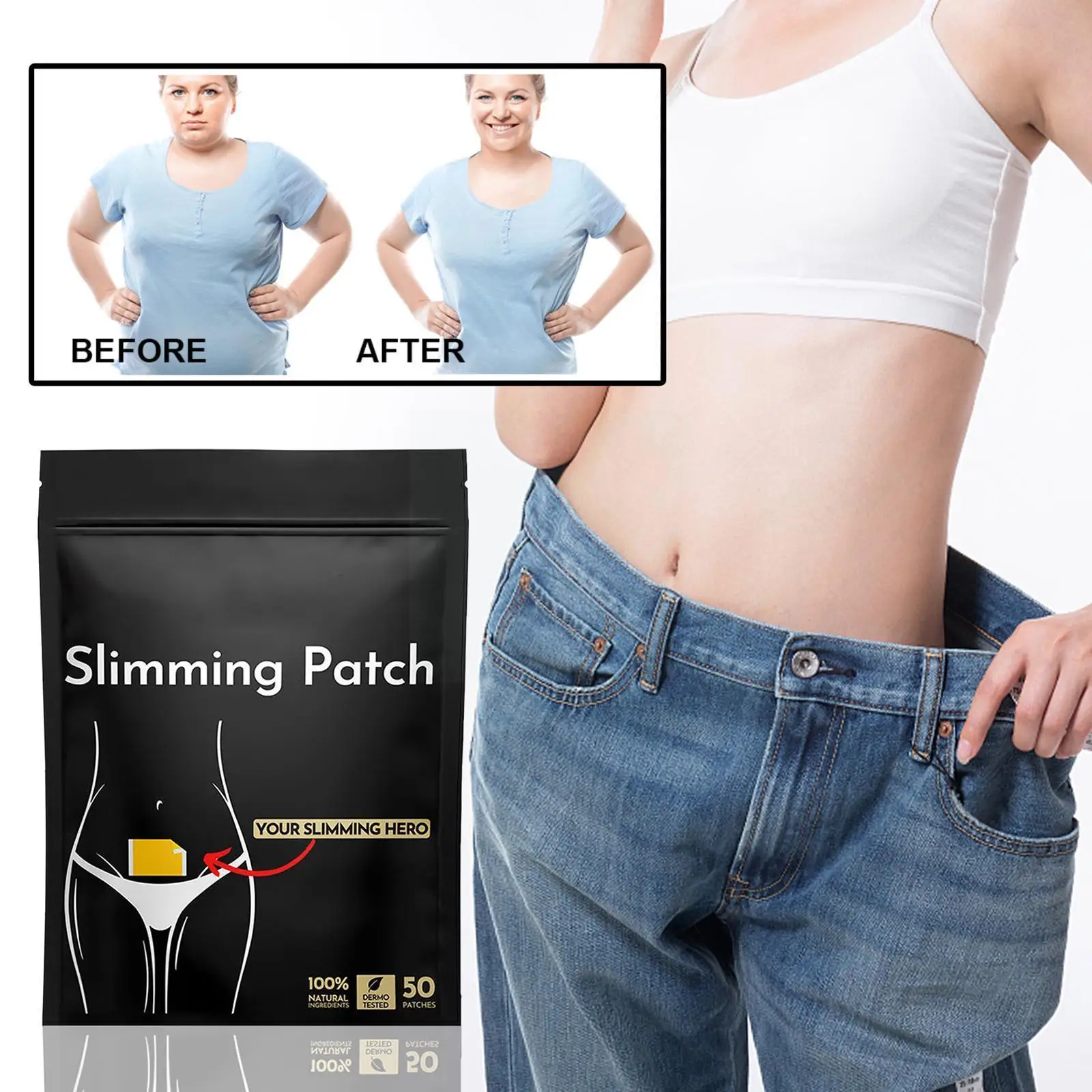 

50 Patches Slimming Navel Sticker Slim Patch Lose Weight Loss Shipping Care Slimming Cream Burning Fast Health Fat V4Q8
