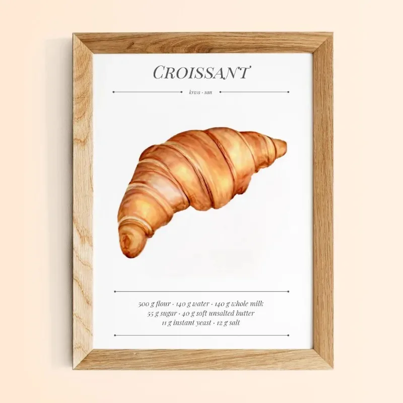 Французская Пекарня Хлеб Круассан Кухня Еда Художественный Принт На Холсте